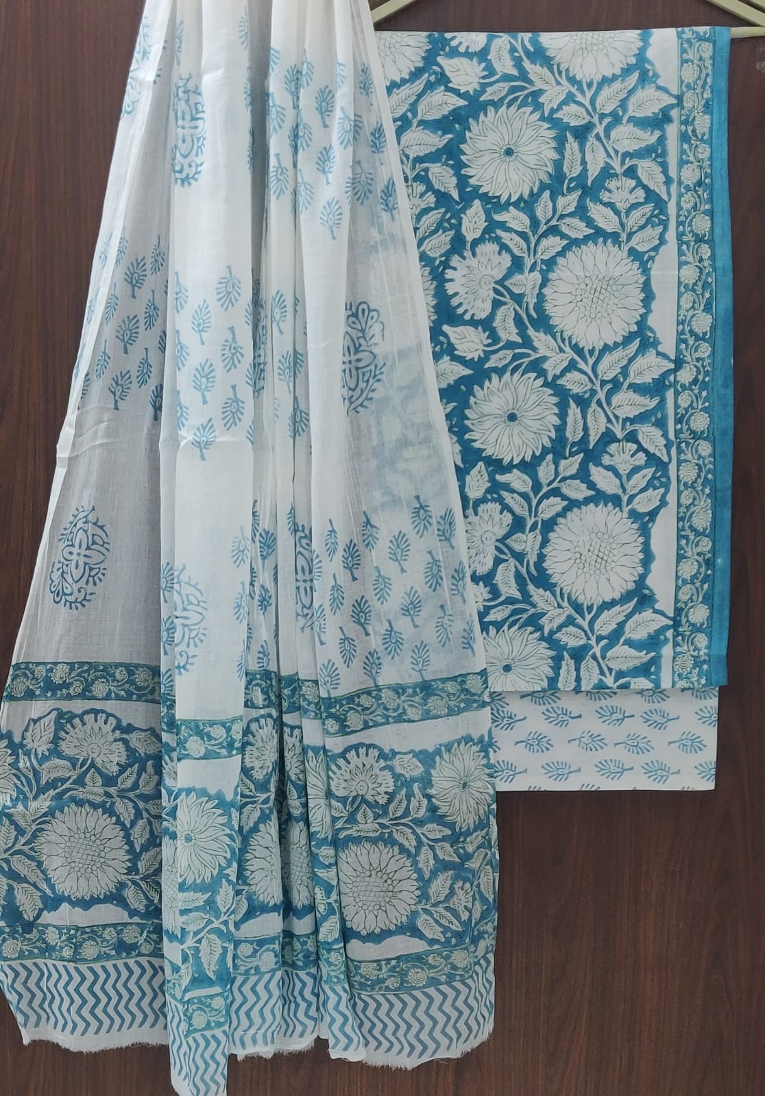 DESIGNER HAND BLOCK PRINT PURE COTTON SUIT WITH COTTON MULMUL DUPATTA (MALYS70)