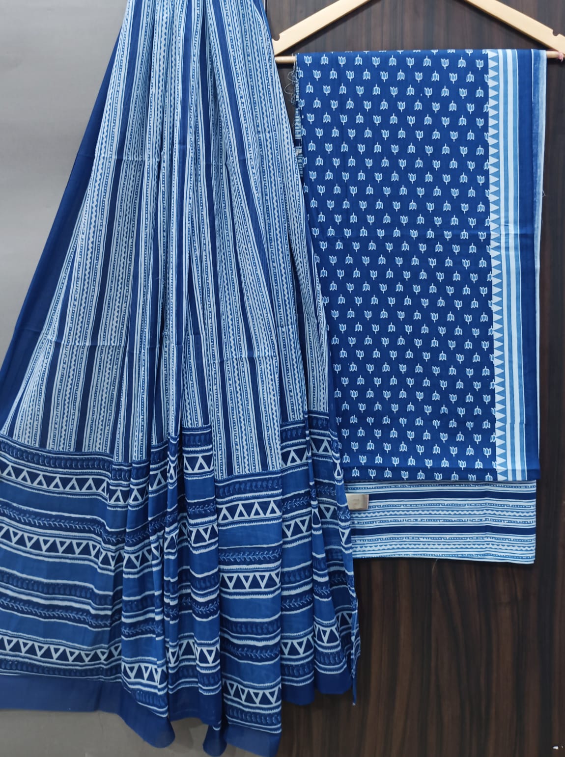 Designer Hand Block Print Pure Cotton Suit with Cotton Mulmul Dupatta (MALYS05)
