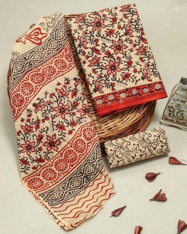 YUVI STYLE HAND BLOCK PRINT PURE COTTON SUIT WITH COTTO MMUL DUPATTA (MALYS139)