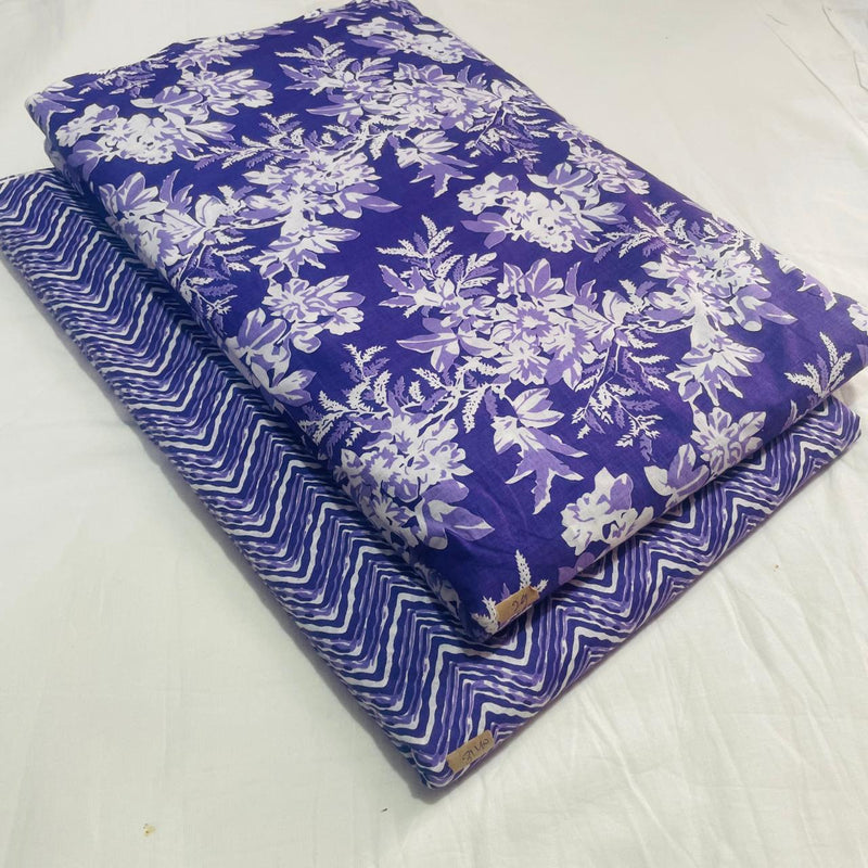 Traditional Hand block print Cotton top and bottom set (2PCYS43)
