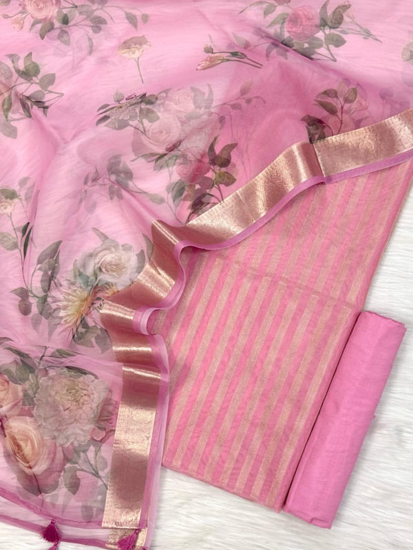 Exclusive Banarasi Cotton  Chanderi Suit With Dupatta Digital Print (BDPSYS2)