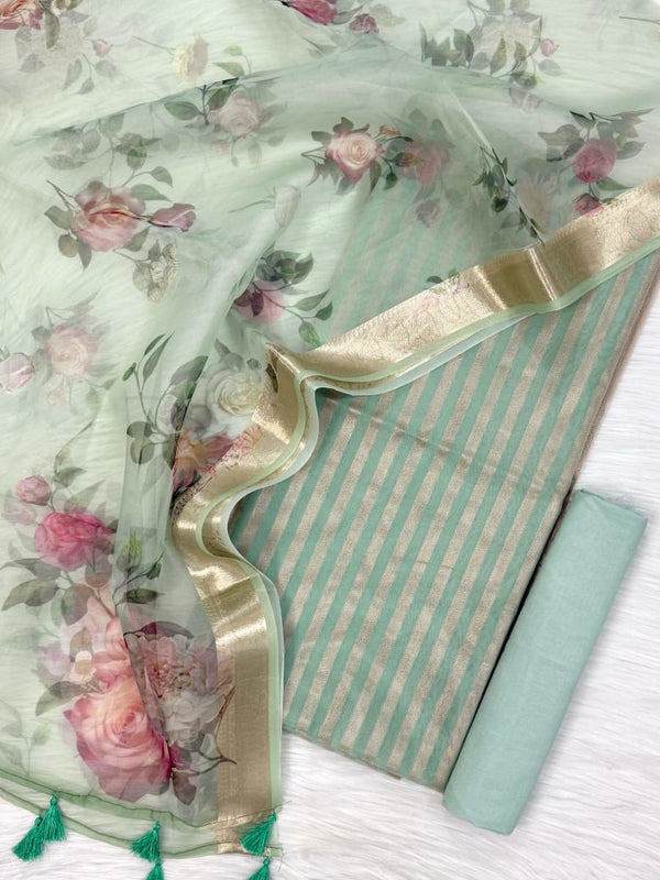 Exclusive Banarasi Cotton  Chanderi Suit With Dupatta Digital Print (BDPSYS3)