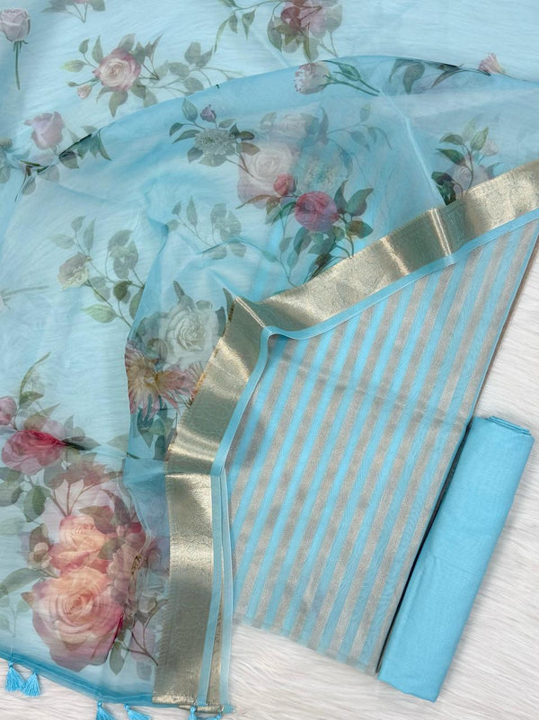 Exclusive Banarasi Cotton Chanderi Suit With Dupatta Digital Print (BDPSYS04)