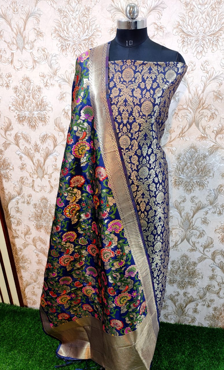Banarasi silk katan broket kimkhab suit with jacquard weaving zari (BKYS01)