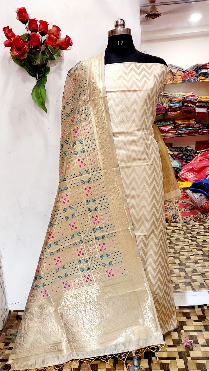 BANARASI ZIGZAG BADHNI SILK KATAN SUIT (BZYS02)