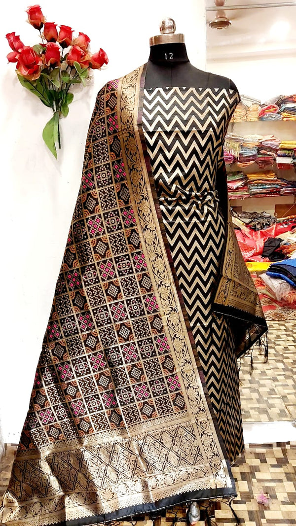 BANARASI ZIGZAG BADHNI SILK KATAN SUIT (BZYS03)