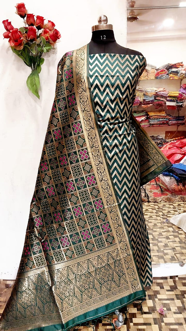 BANARASI ZIGZAG BADHNI SILK KATAN SUIT (BZYS05)