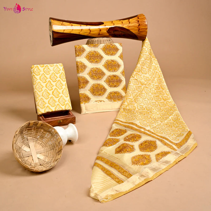 TRADITIONAL HAND BLOCK PRINT MAHESHWARI SILK SUIT WITH MAHESHWARI SILK DUPATTA (MSLYS194)