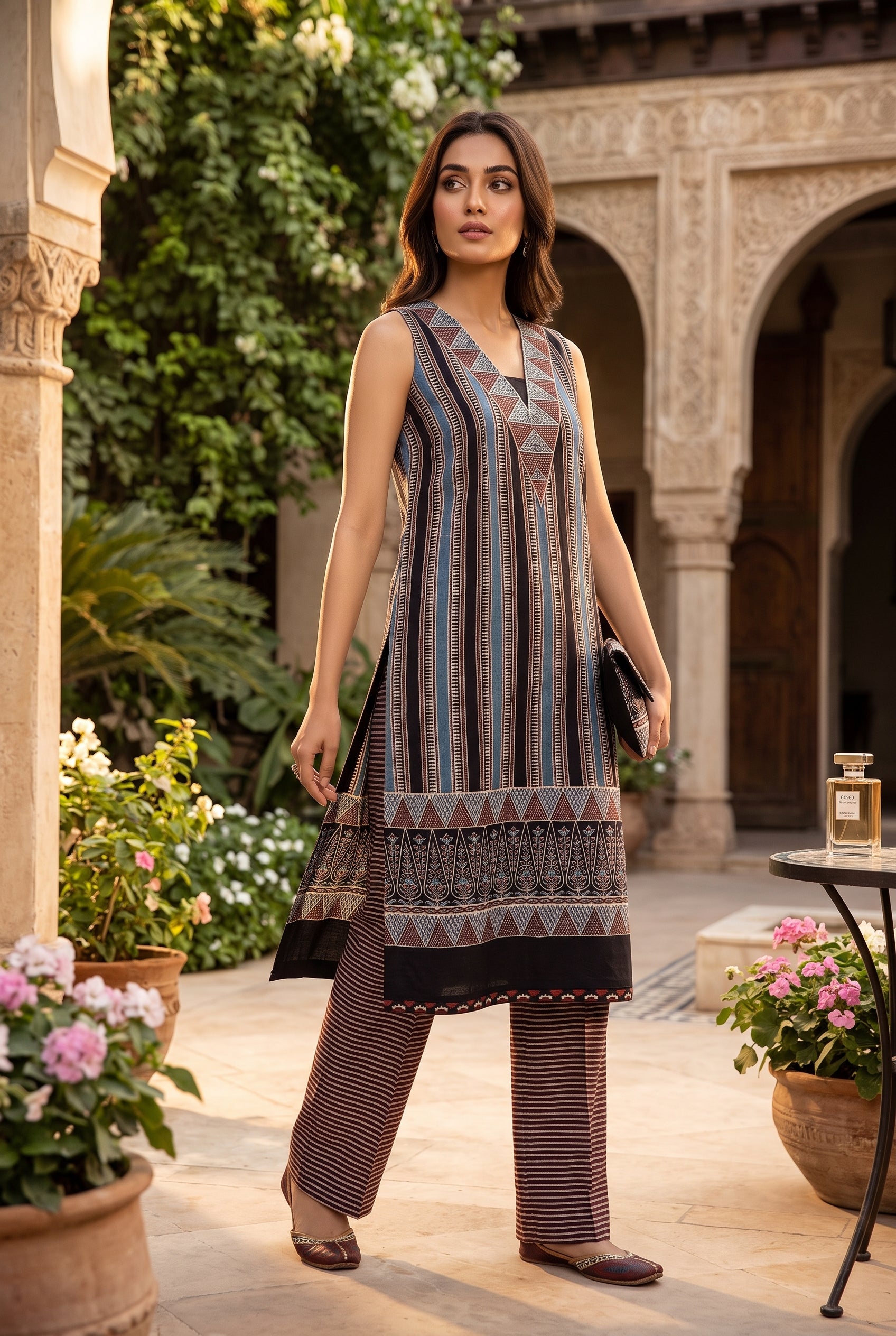 KUTCH HAND BLOCK AJRAK PRINT NATURAL DYED COTTON SUIT WITH COTTON DUPATTA (AJPCYS06)