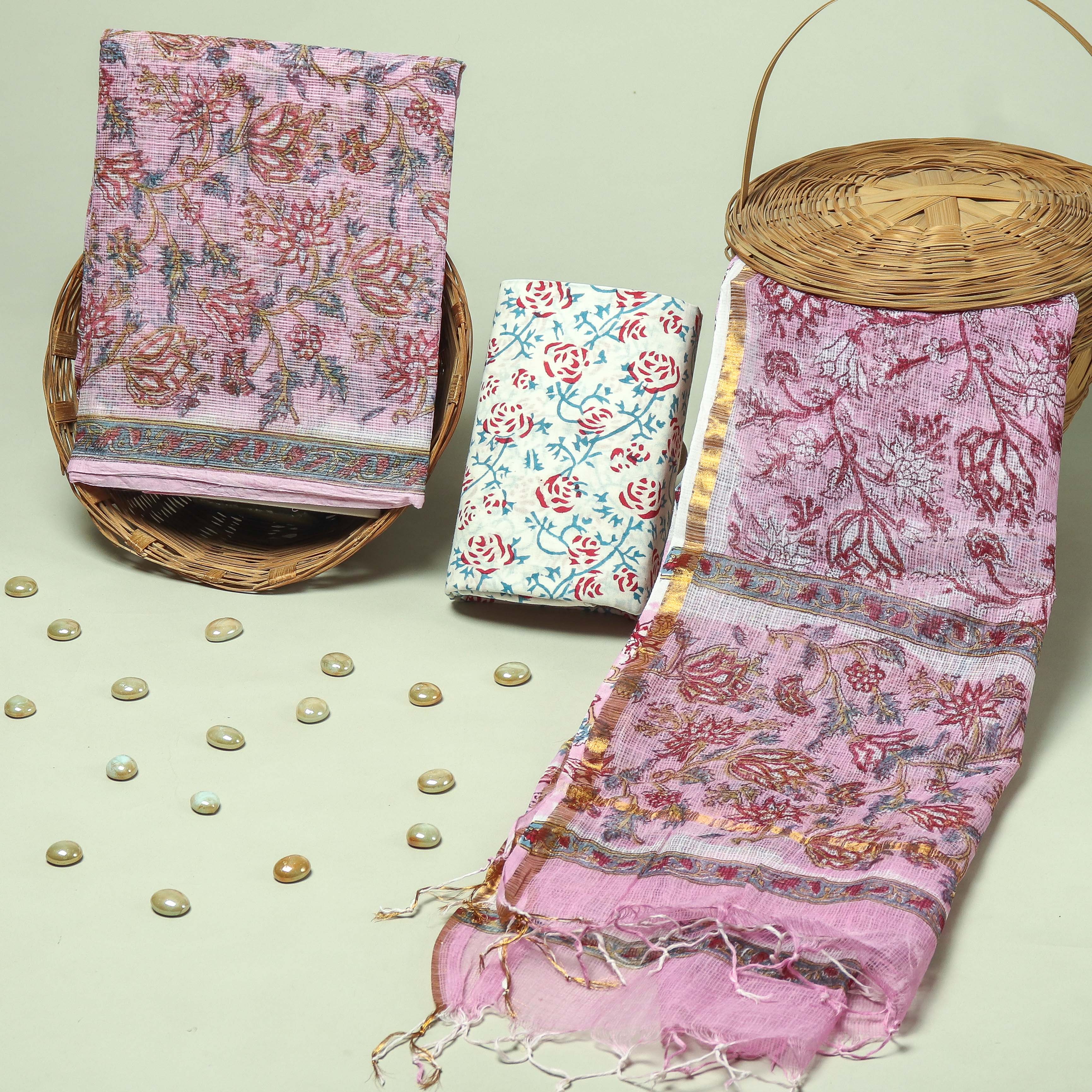 TRADITIONAL BLOCK PRINT PREMIUM KOTA DORIA SUIT SET (FKDYS09)