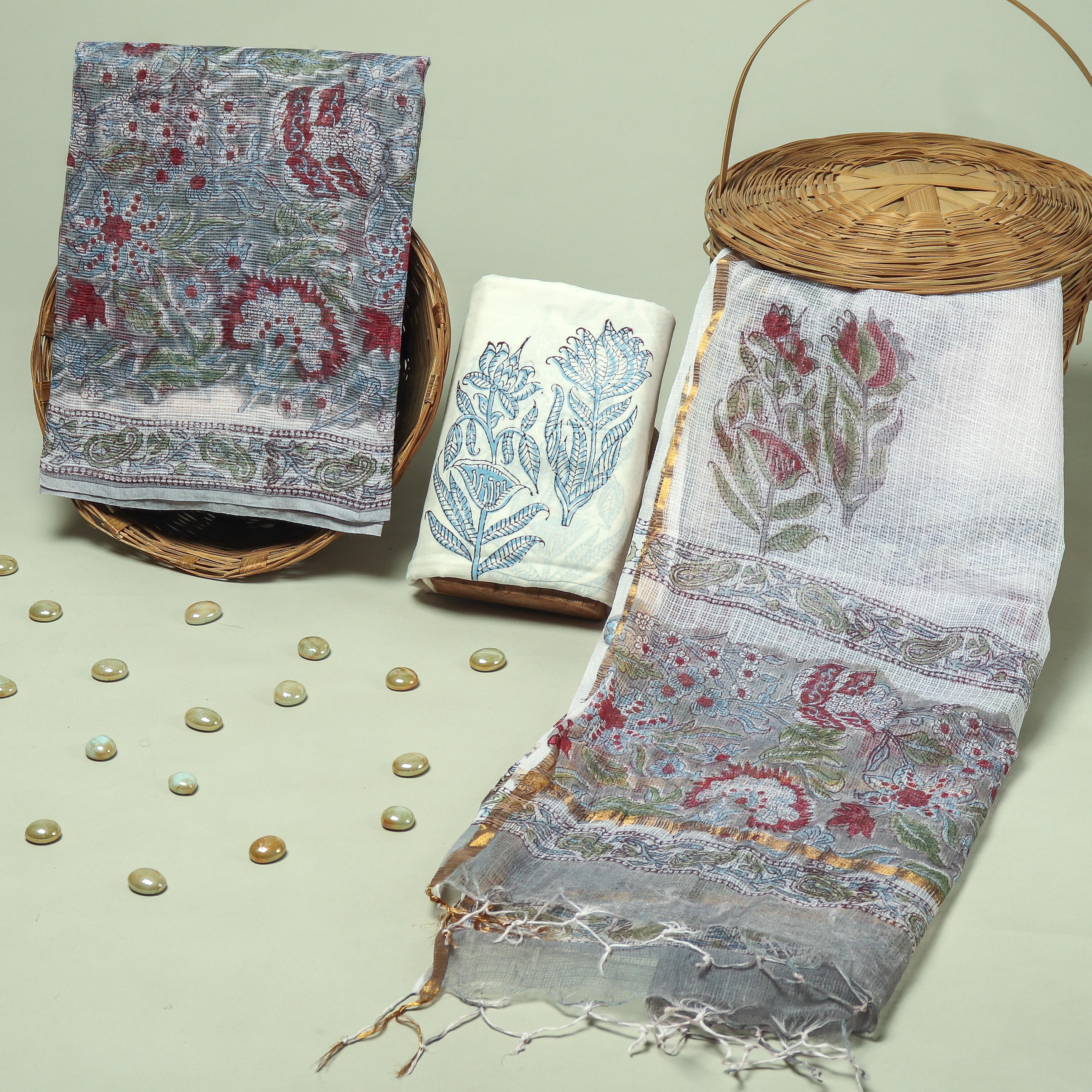 TRADITIONAL BLOCK PRINT PREMIUM KOTA DORIA SUIT SET (FKDYS014)