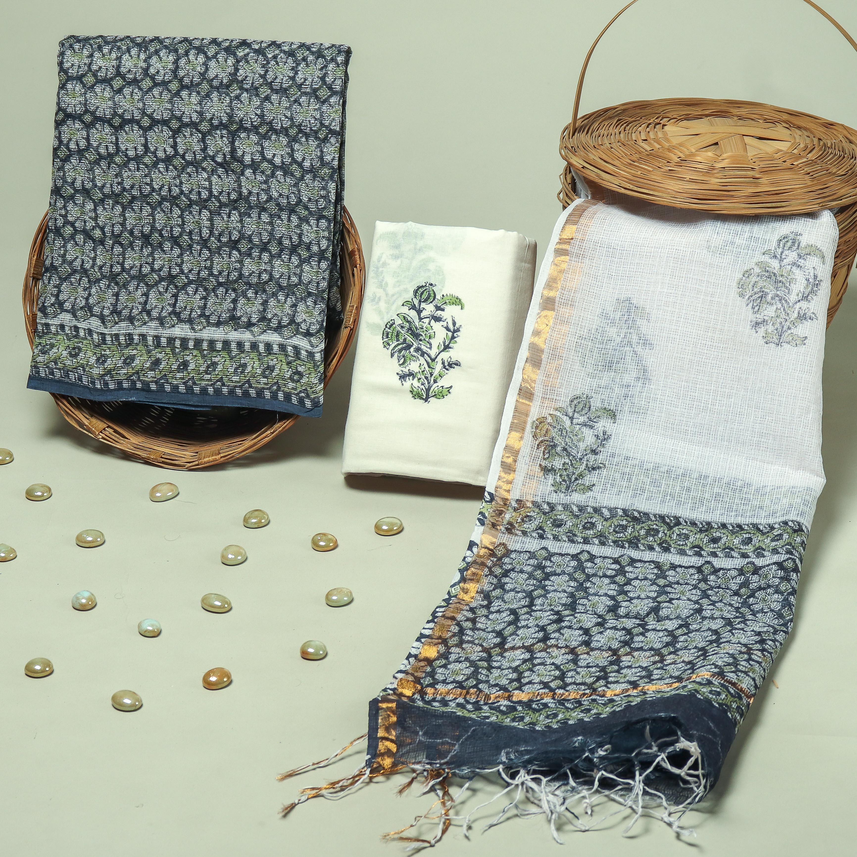 ELEGANT HAND BLOCK PRINT PREMIUM KOTA DORIA SUIT SET (FKDYS19)