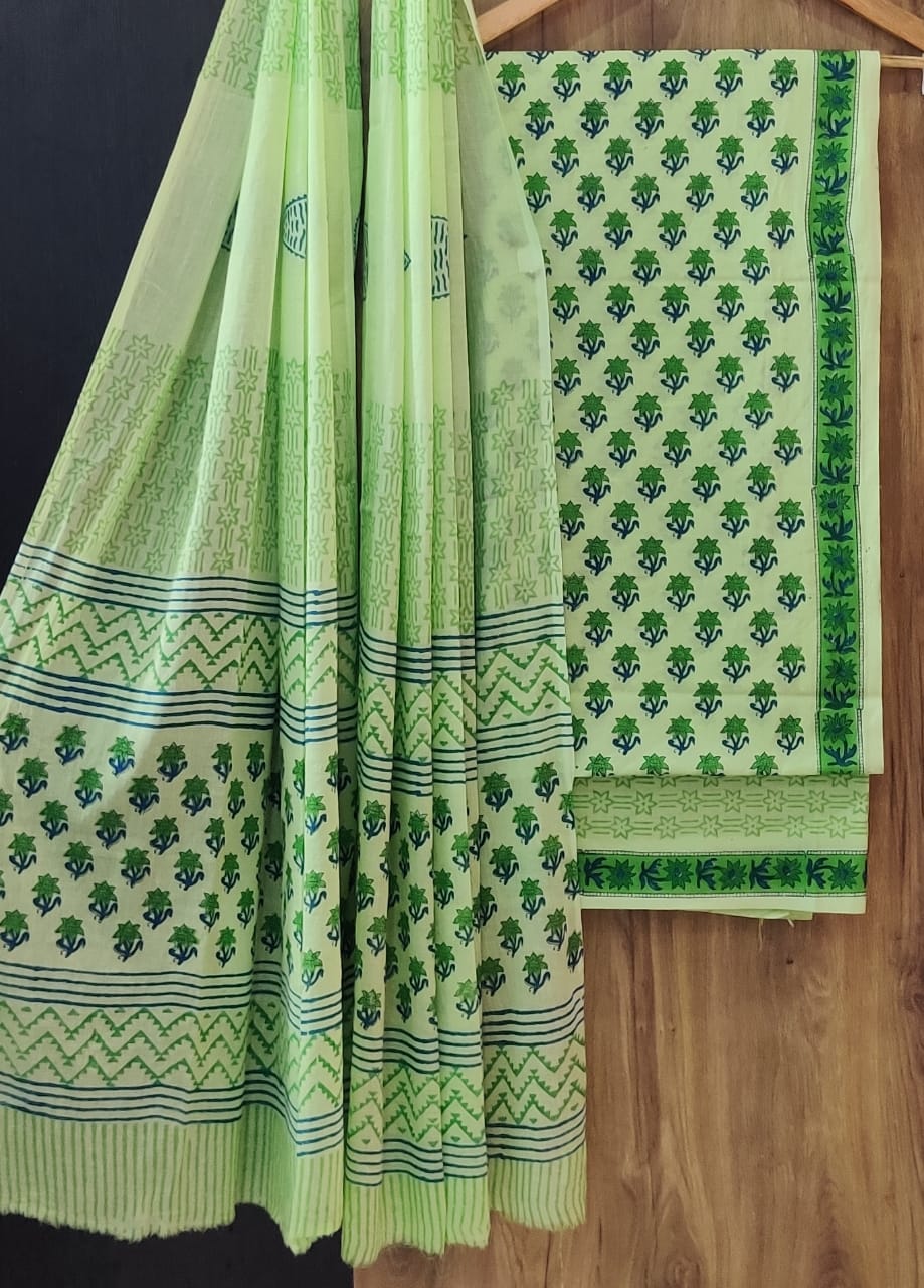 EXCLUSIVE HAND BLOCK PRINT PURE COTTON SUIT WITH MULMUL DUPATTA (MALYS321)