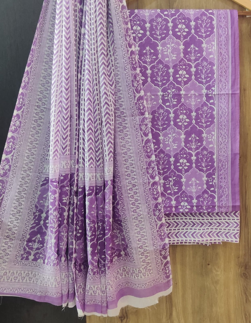 HAND BLOCK PRINT COTTON SUIT WITH COTTON MULMUL DUPATTA ( MALYS148)