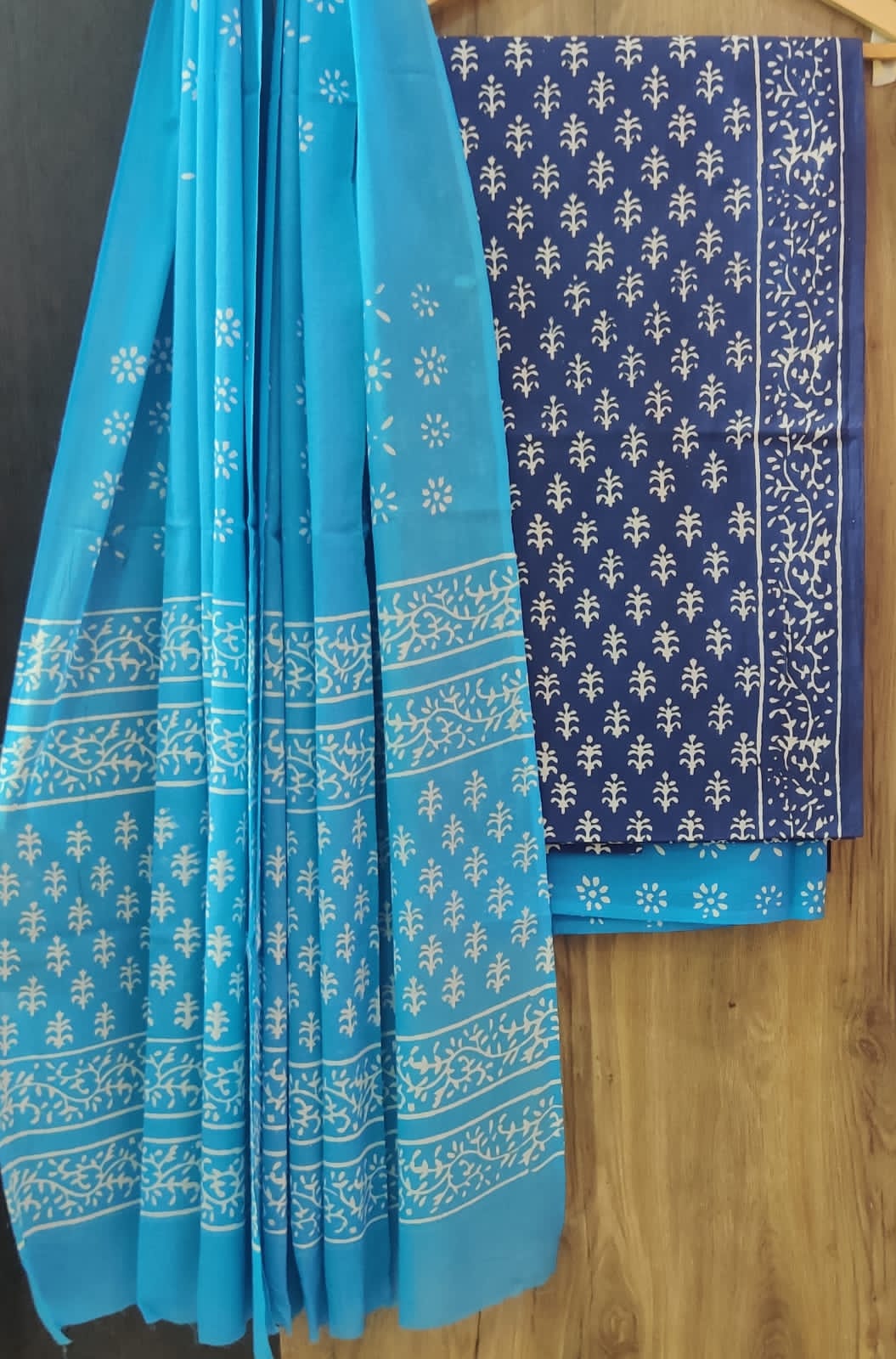 DESIGNER HAND BLOCK PRINT PURE COTTON SUIT WITH COTTON MULMUL DUPATTA(MALYS41)