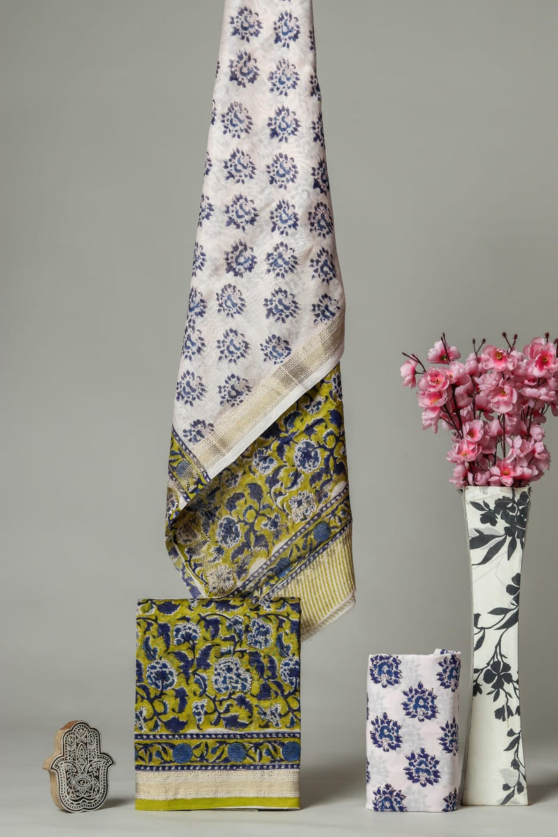 EXCLUSIVE HAND BLOCK PRINT MAHESHWARI SILK SUIT WITH MAHESHWARI SILK DUPPTA (MSLYS165)