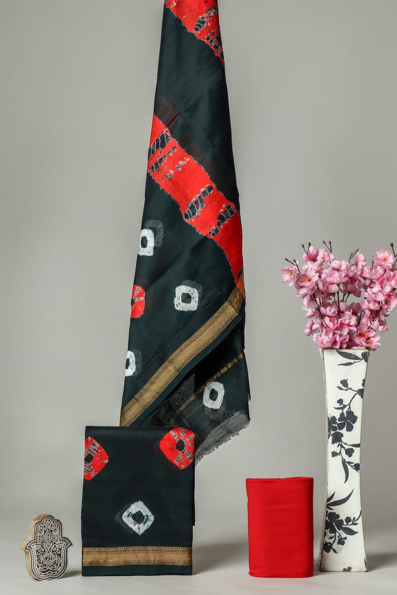 EXCLUSIVE HAND BLOCK PRINT MAHESHWARI SILK SUIT WITH MAHESHWARI SILK DUPPTA (MSLYS 85)