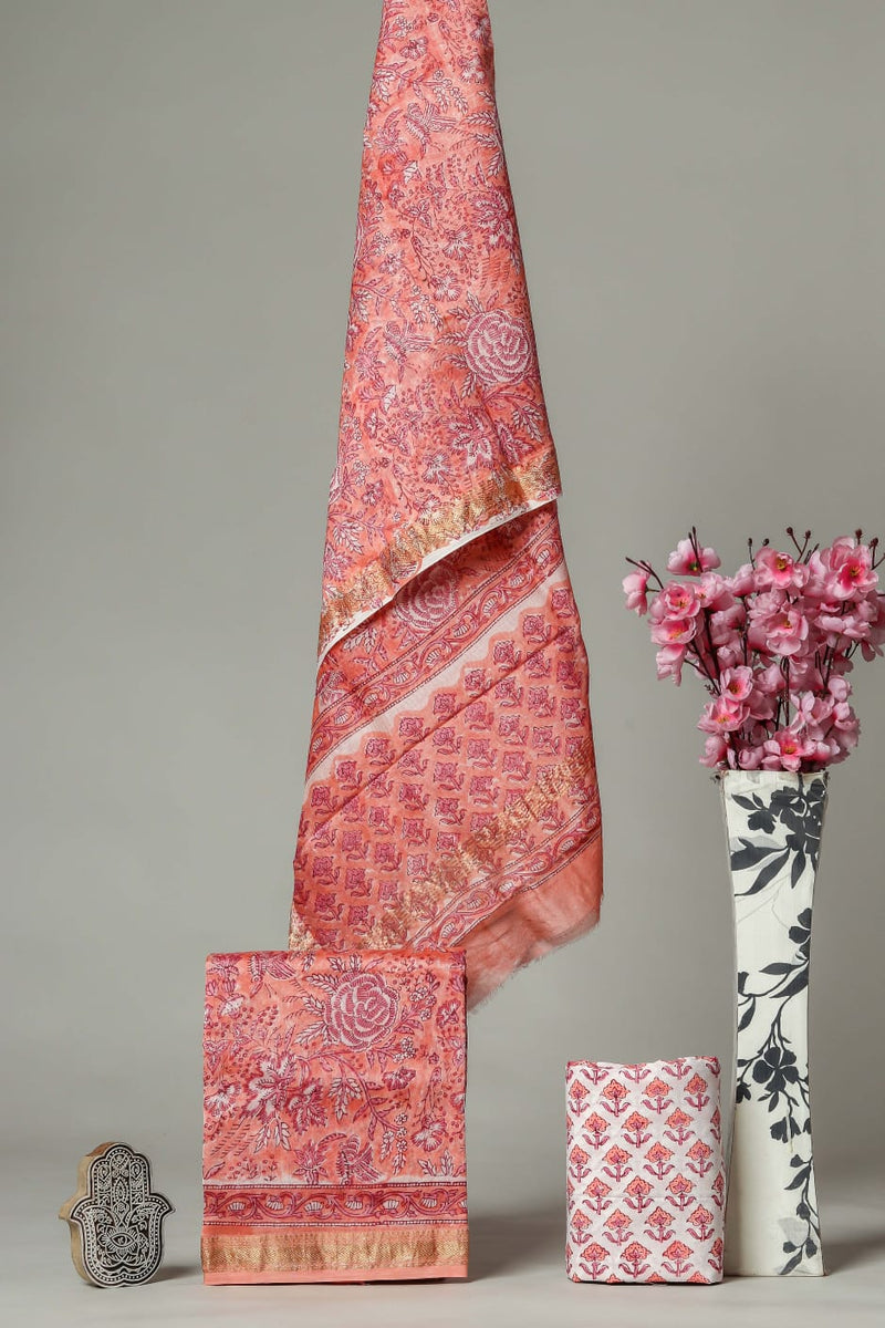 EXCLUSIVE HAND BLOCK PRINT MAHESHWARI SILK SUIT WITH MAHESHWARI SILK DUPPTA (MSLYS87)