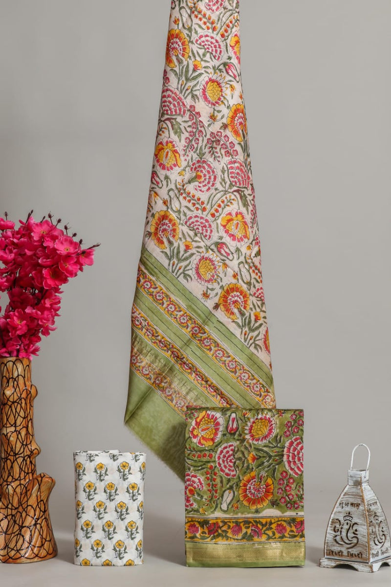 TRADITIONAL HAND BLOCK PRINT MAHESHWARI SILK SUIT WITH MAHESHWARI SILK DUPATTA (MSLYS185)