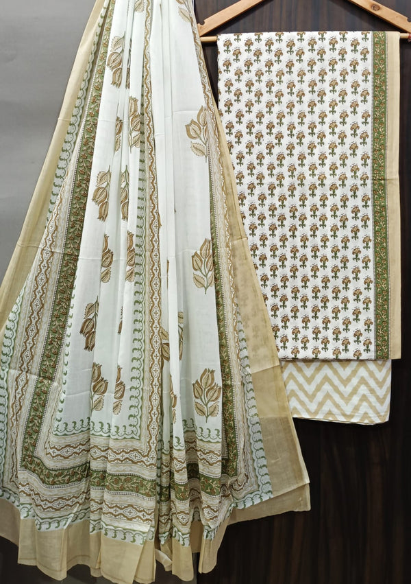 EXCLUSIVE HAND BLOCK PRINT PURE COTTON SUIT WITH COTTO MULMUL DUPATTA (MALYS123)