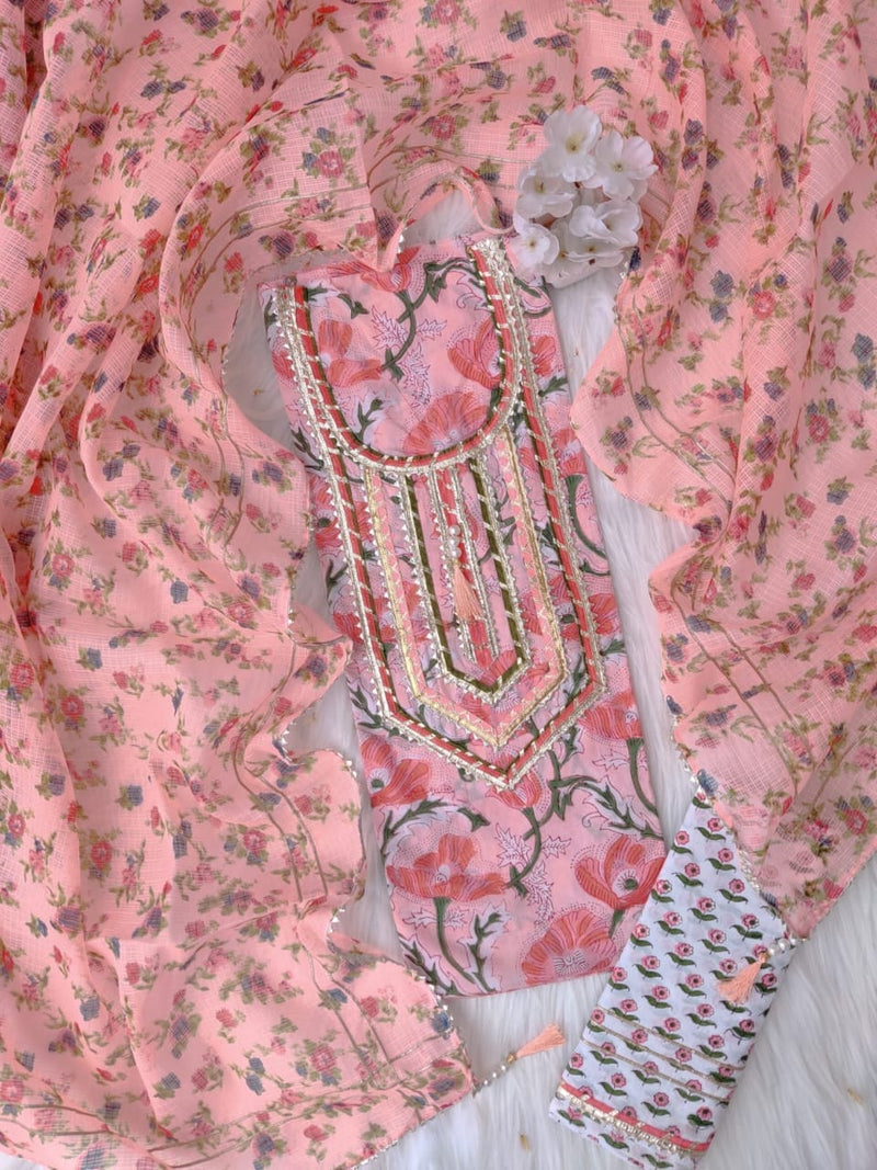 Gota Work  suit set with lehariya Kota doria dupatta (GOTAYS14)
