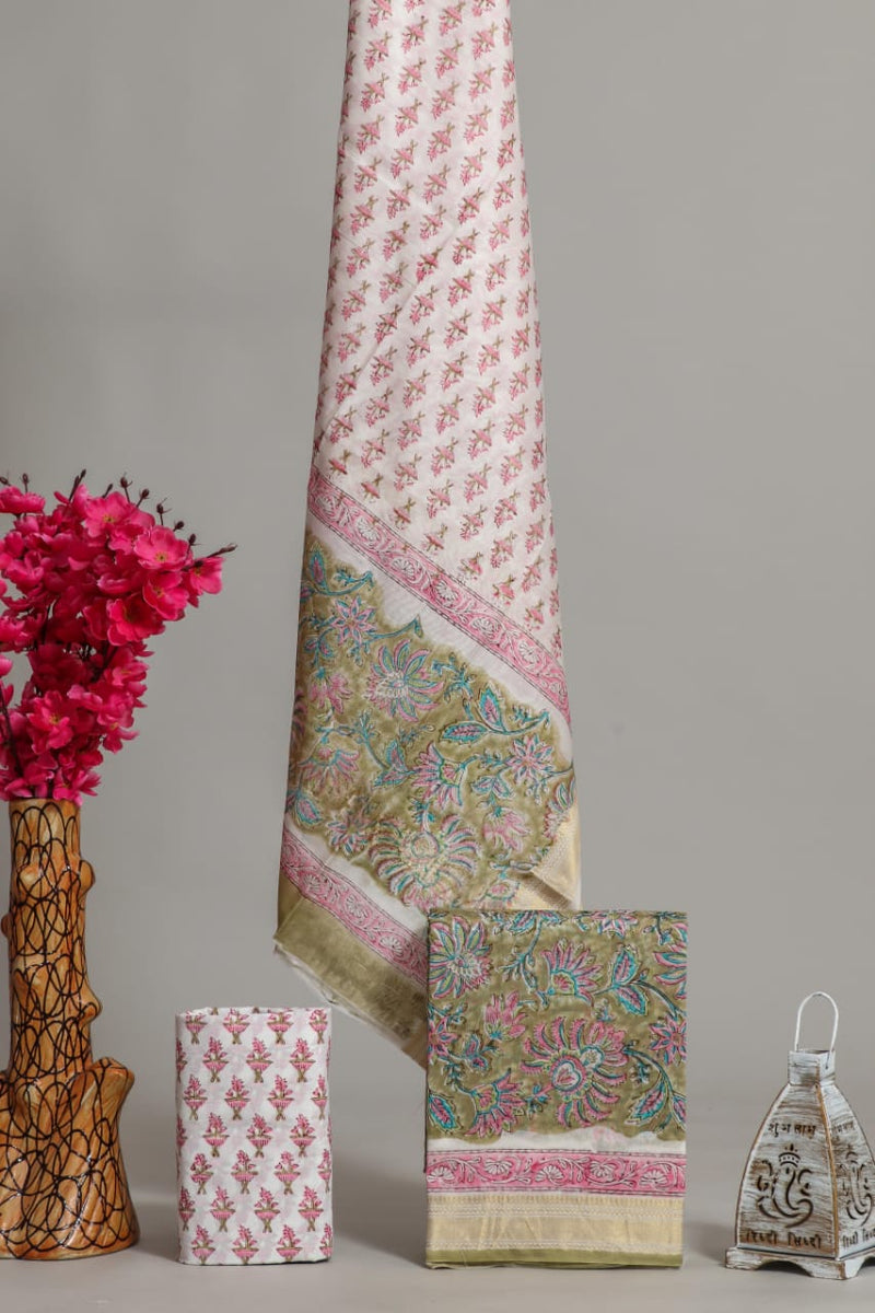 TRADITIONAL HAND BLOCK PRINT MAHESHWARI SILK SUIT WITH MAHESHWARI SILK DUPATTA (MSLYS155)