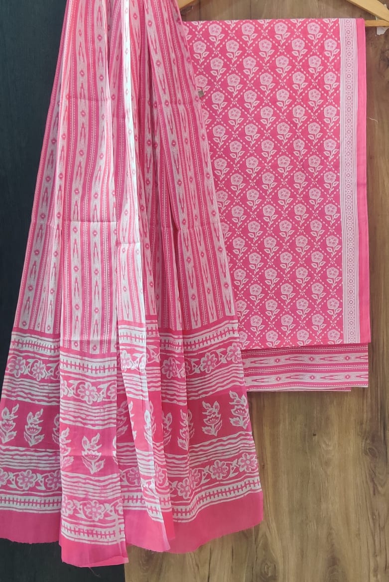 EXCLUSIVE HAND BLOCK PRINT PURE COTTON SUIT WITH COTTO MULMUL DUPATTA (MALYS254)