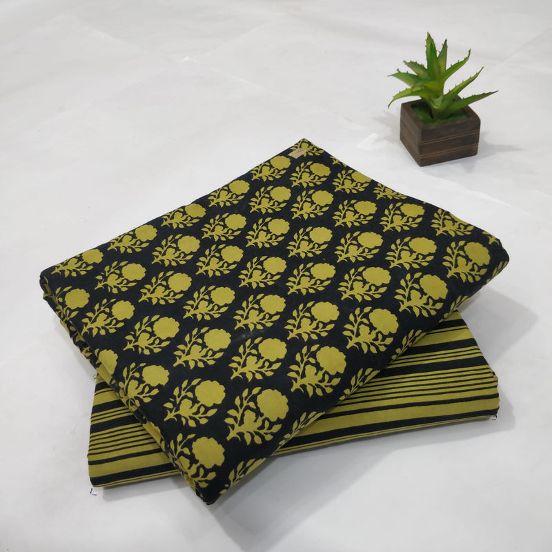 Traditional Hand block print Cotton top and bottom set (2PCYS47)