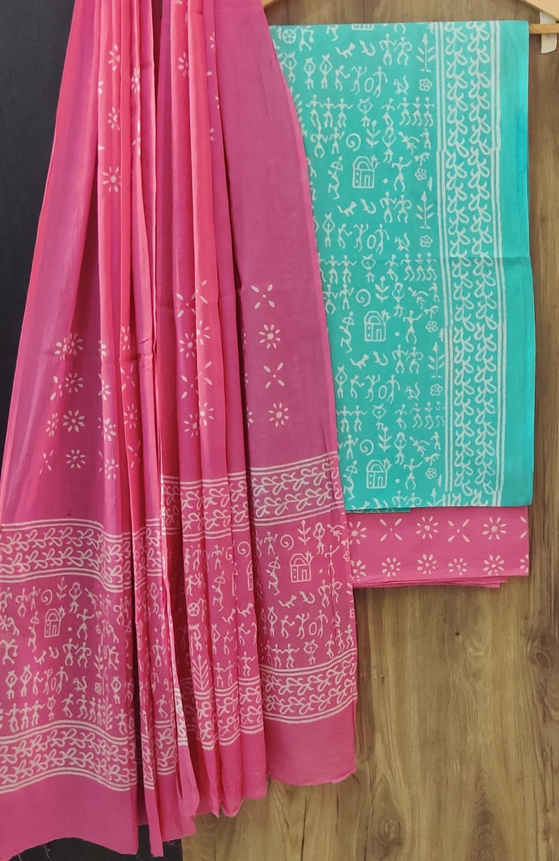 DESIGNER HAND BLOCK PRINT PURE COTTON SUIT WITH MULMUL DUPATTA (MALYS99)