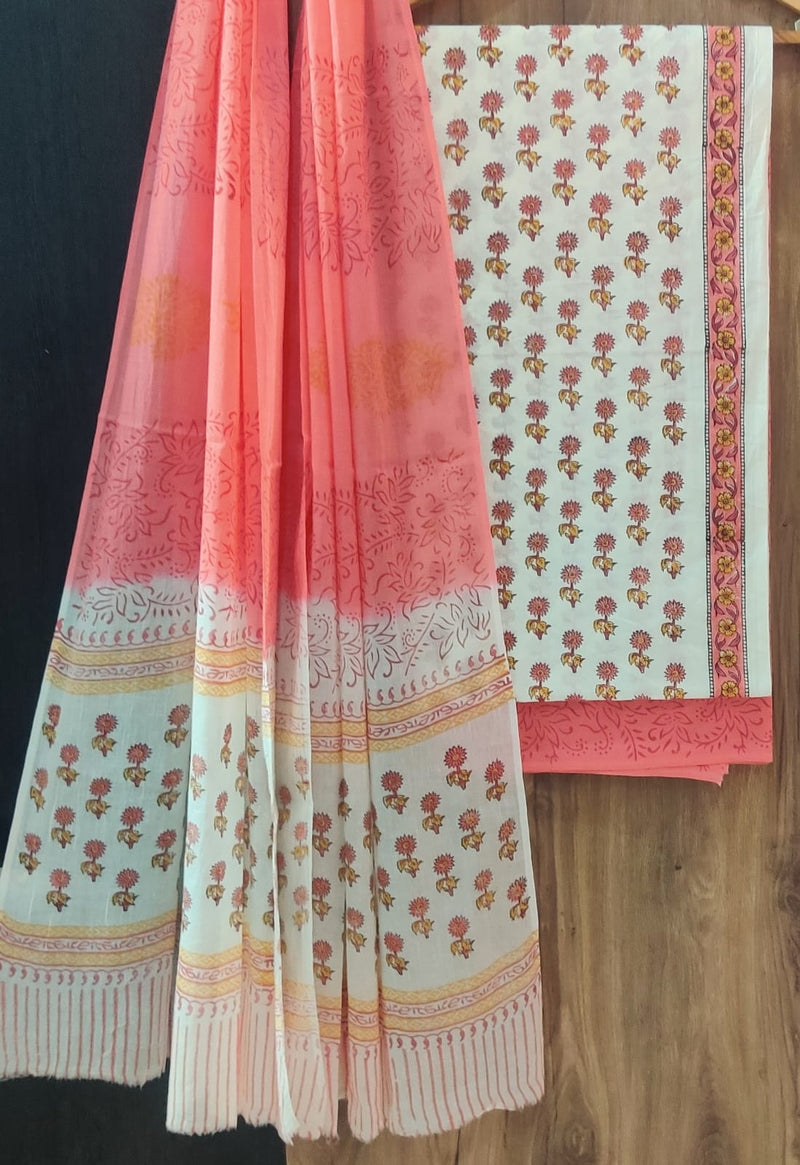 DESIGNER HAND BLOCK PRINT COTTON SUIT SET WITH MULMUL DUPATTA (MALYS317)