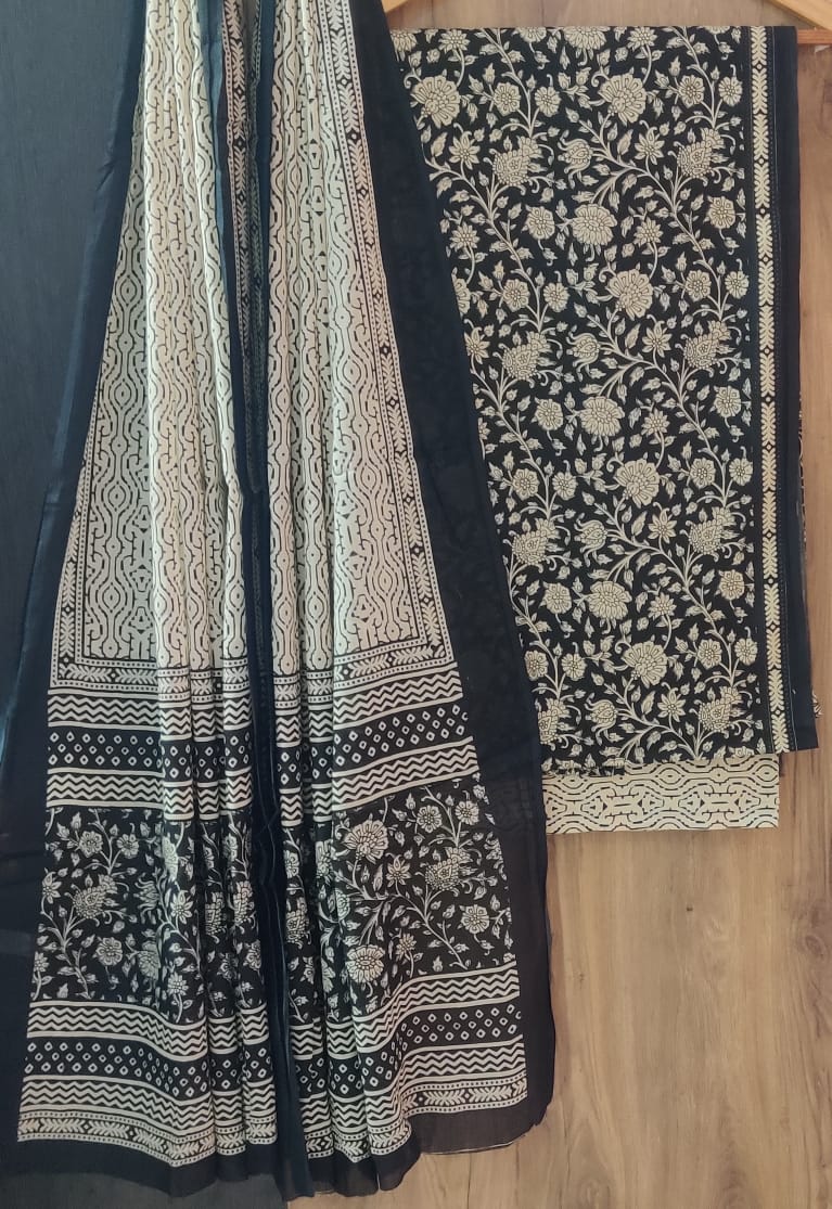 DESIGNER HAND BLOCK PRINT PURE COTTON SUIT WITH MULMUL DUPATTA (MALYS96)