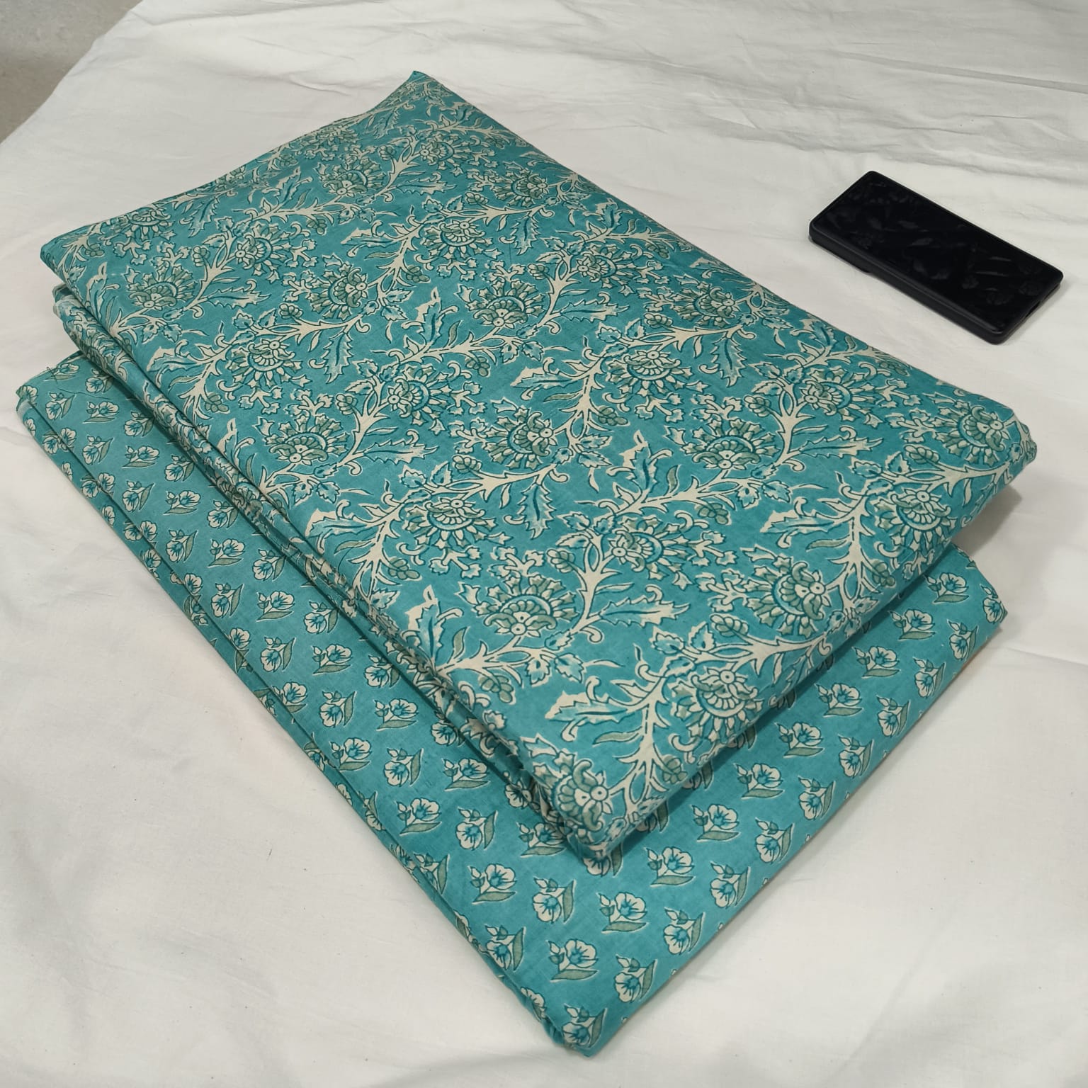 Traditional Hand block print Cotton top and bottom set  (2PCYS156)