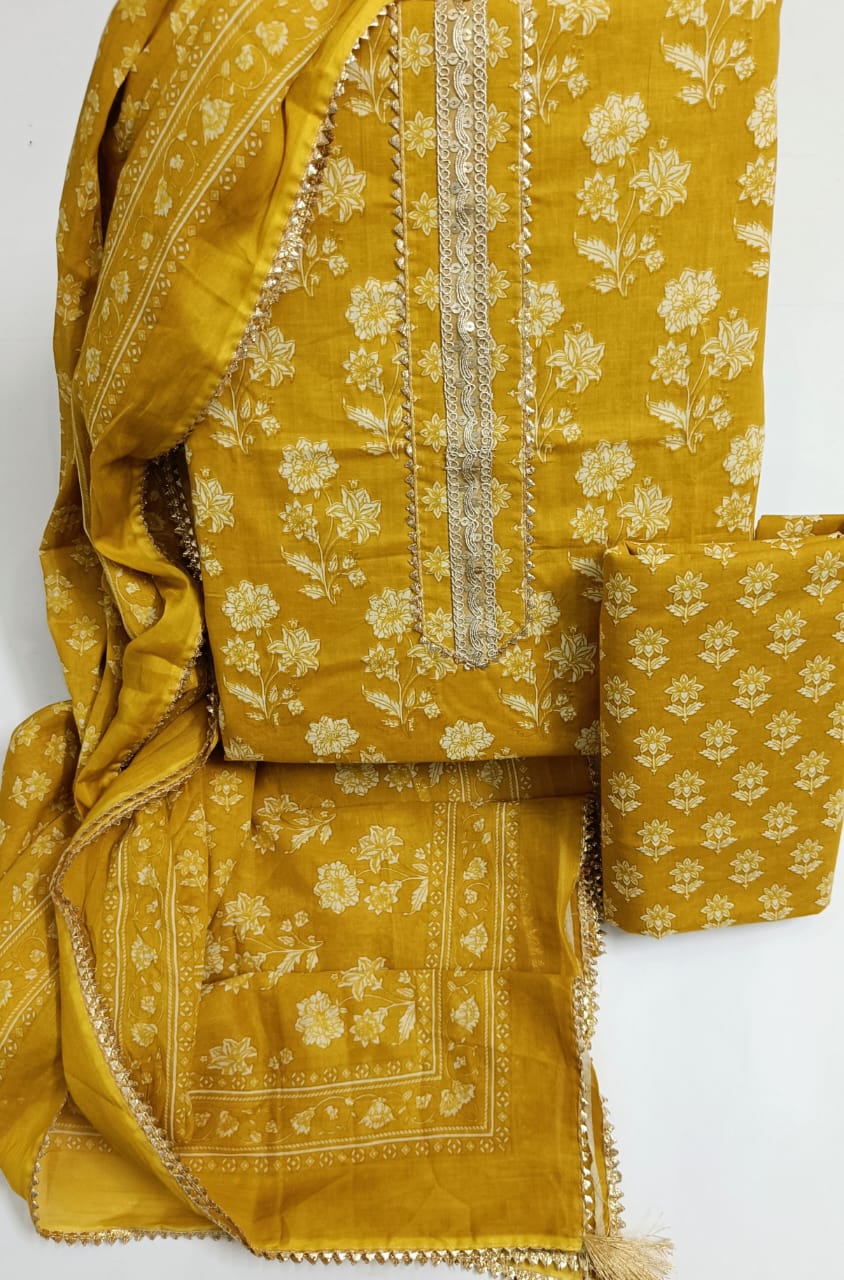 GOTA WORK SUIT SET WITH MULMUL DUPATTA (GOTAYS63)