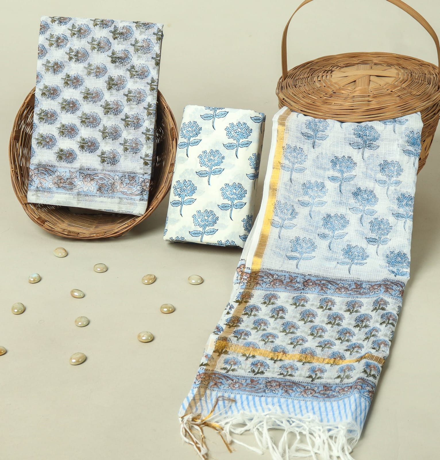 TRADITIONAL BLOCK PRINT PREMIUM KOTA DORIA SUIT SET (FKDYS014)