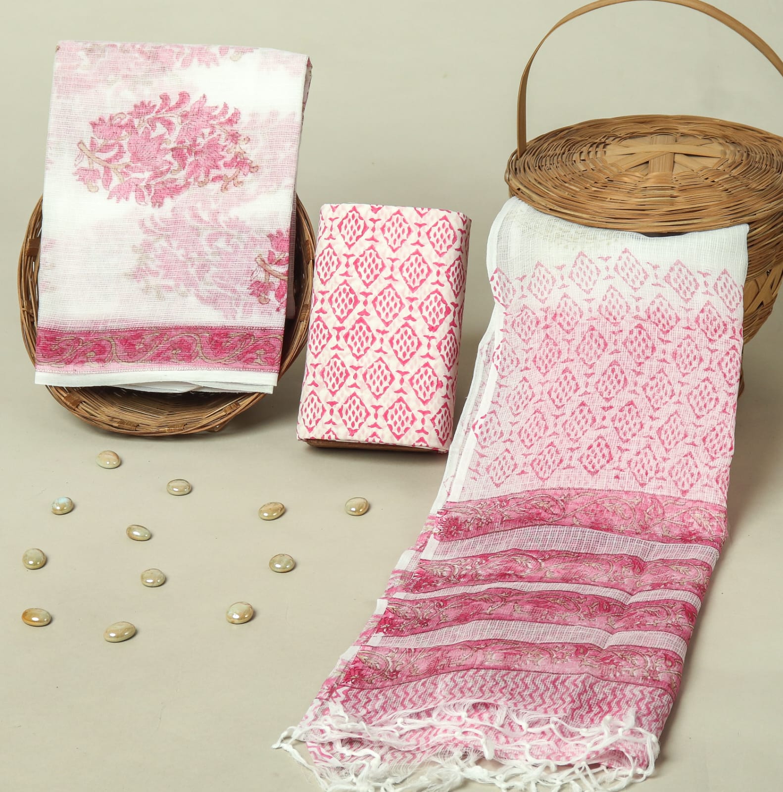 TRADITIONAL BLOCK PRINT PREMIUM KOTA DORIA SUIT SET (FKDYS017)
