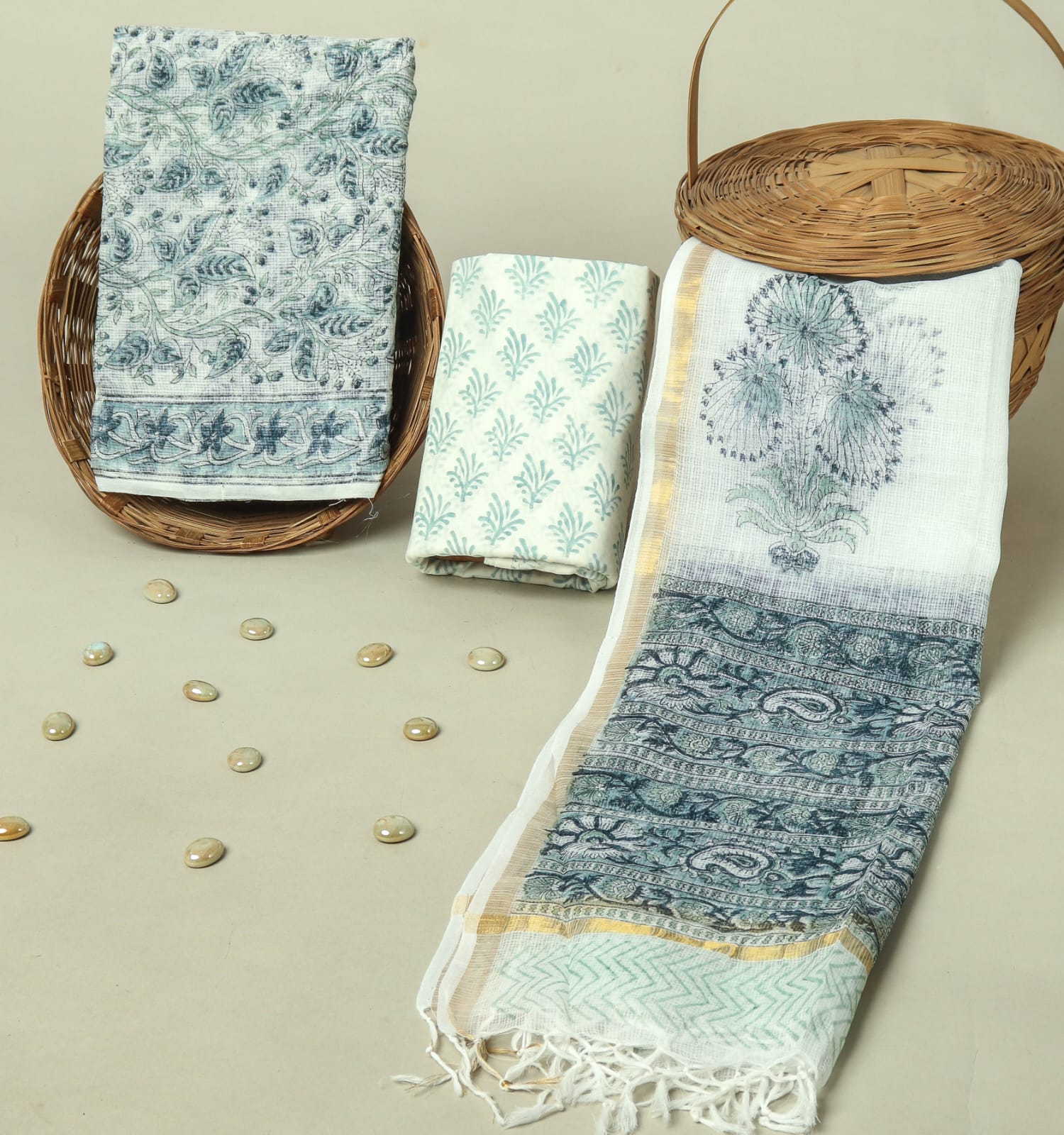TRADITIONAL BLOCK PRINT PREMIUM KOTA DORIA SUIT SET (FKDYS20)