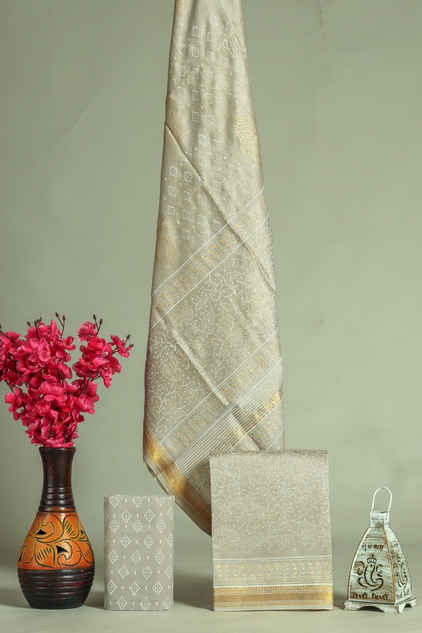 DESIGNER HAND BLOCK PRINT MAHESHWARI SILK SUIT SET (MSLYS46)