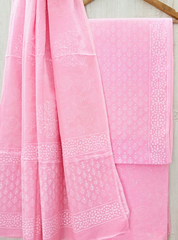 TRADITIONAL HAND BLOCK PRINT PURE COTTON SUIT WITH COTTON MULMUL DUPATTA( MALYS200)