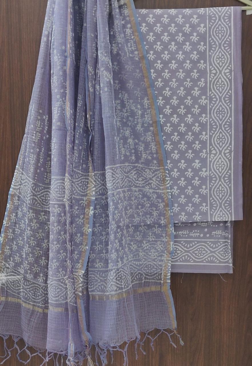 YUVI STYLE HAND BLOCK PURE COTTON SUIT WITH KOTA DORIA DUPATTA (3CKDYS135)