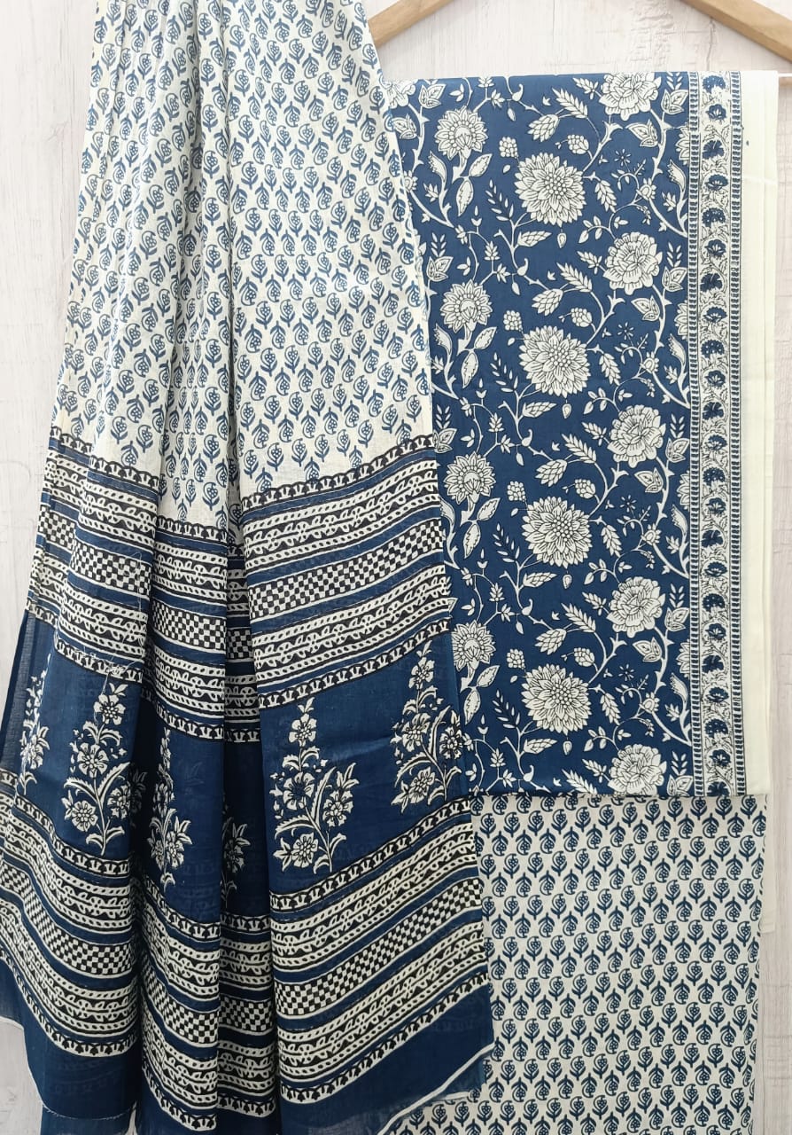 EXCLUSIVE HAND BLOCK PRINT PURE COTTON SUIT WITH MULMUL DUPATTA (MALYS307)