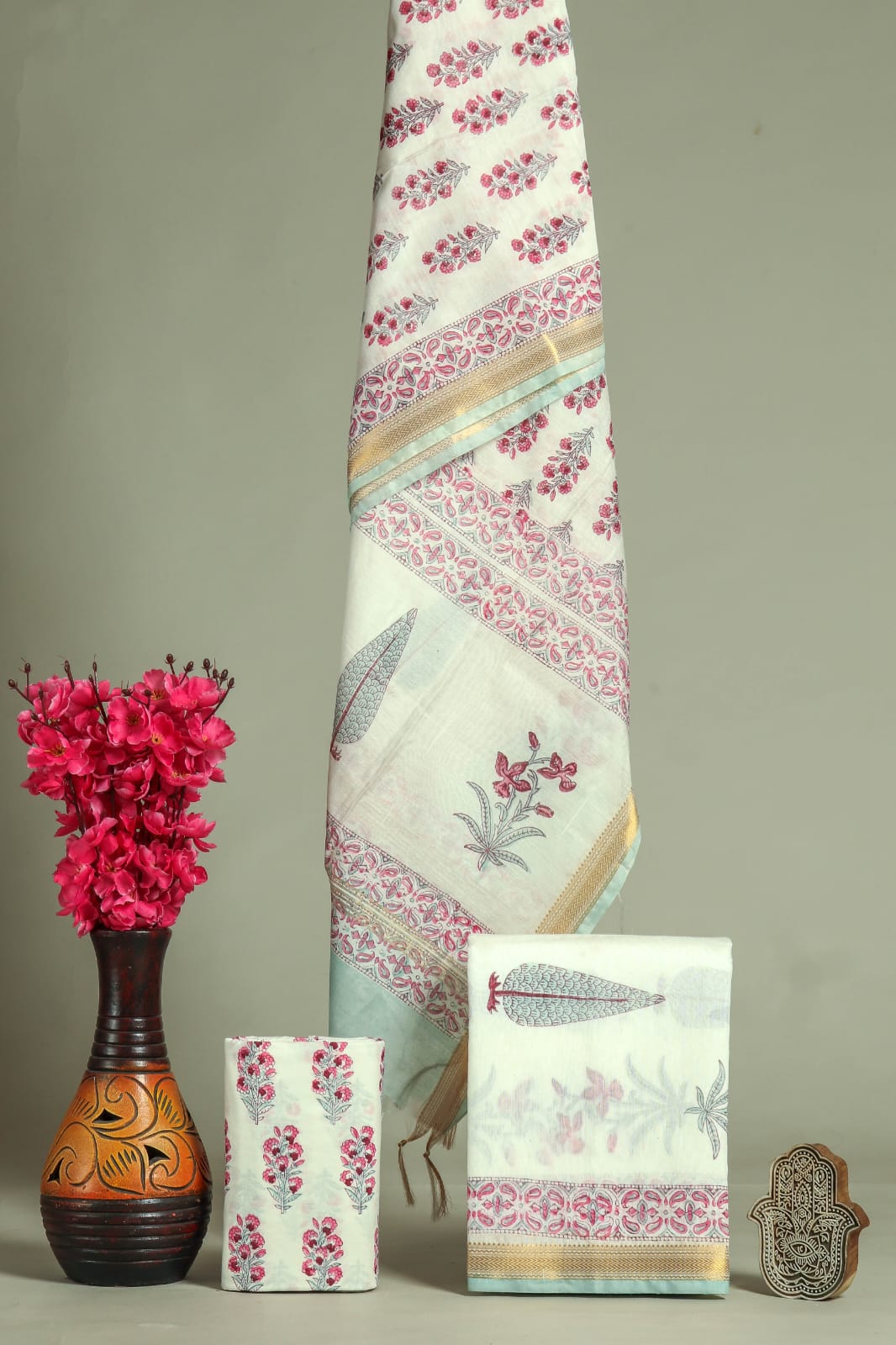 YUVI STYLE HAND BLOCK PRINT MAHESHWARI SILK SUIT WITH MAHESHWARI SILK DUPATTA (MSLYS140)