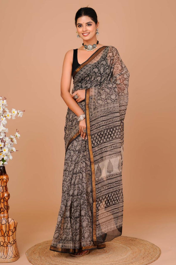 DESIGNER HAND BLOCK PRINTED KOTA DORIYA SILK SAREE(KDSYS32)