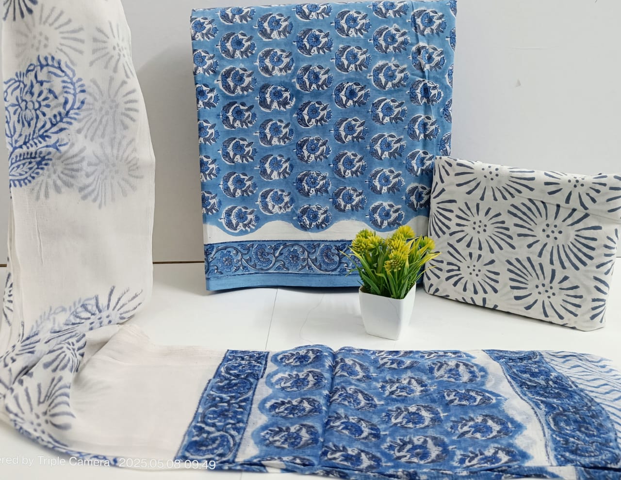 Yuvi Style HAND BLOCK PRINT PURE COTTON SUIT WITH CHIFFION DUPTTA (PCHFYS167)
