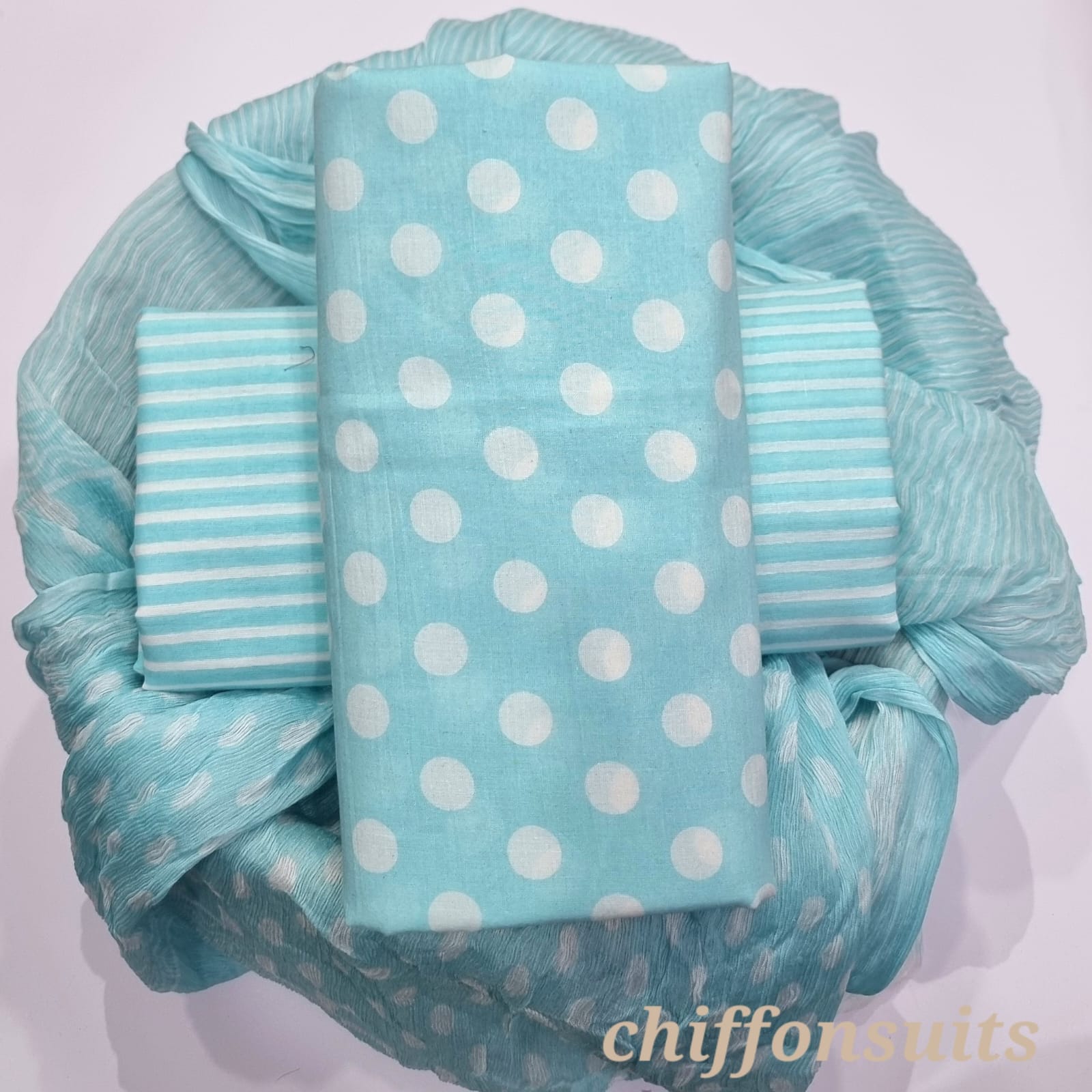 HAND BLOCK PRINT PURE COTTON SUIT WITH CHIFFION DUPTTA (PCHFY86)