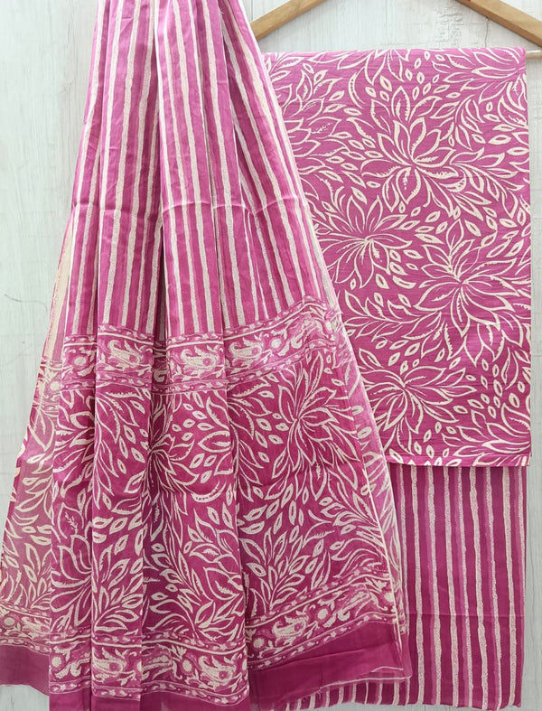 EXCLUSIVE HAND BLOCK PRINT PURE COTTON SUIT WITH COTTO MULMUL DUPATTA (MALYS208)