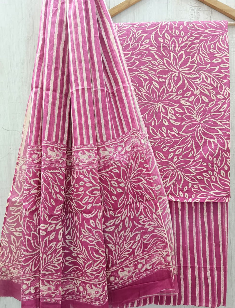EXCLUSIVE HAND BLOCK PRINT PURE COTTON SUIT WITH COTTO MULMUL DUPATTA (MALYS208)