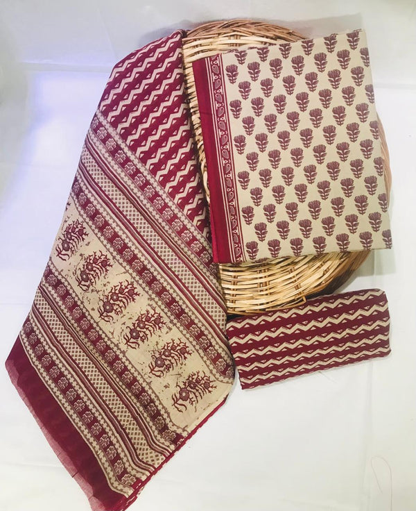 TRADITIONAL COTTON SUIT WITH MULMUL DUPPTA (MALYS258)