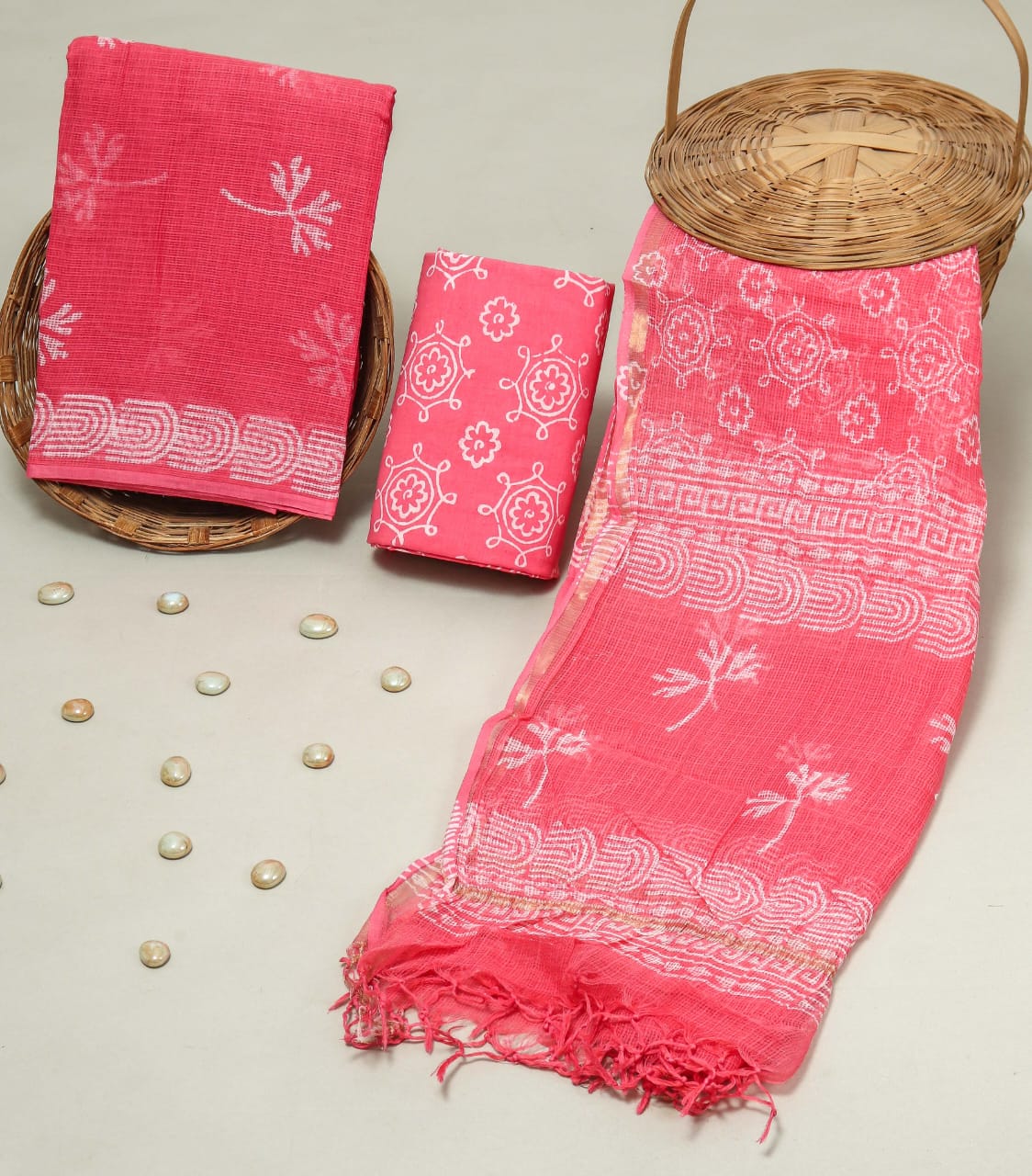 ELEGANT HAND BLOCK PRINT PREMIUM KOTA DORIA SUIT SET (FKDYS05)