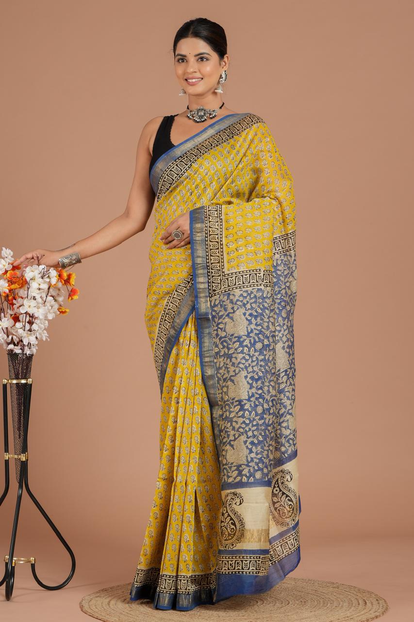 EXCLUSIVE HAND BLOCK PREMIUM MAHESWARI SILK SAREE ( MSYS25)