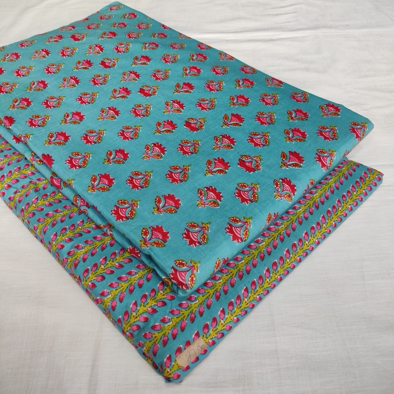 Traditional Hand Block  print Cotton top and bottom set (2PCYS64)